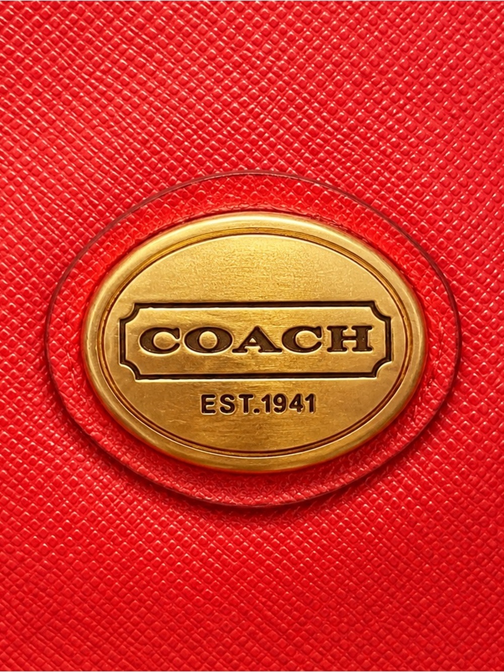 Coach Peyton Handbag F27349 Red Crossgrain Leather Zip Top Work Tote Bag Coral - Picture 5 of 11